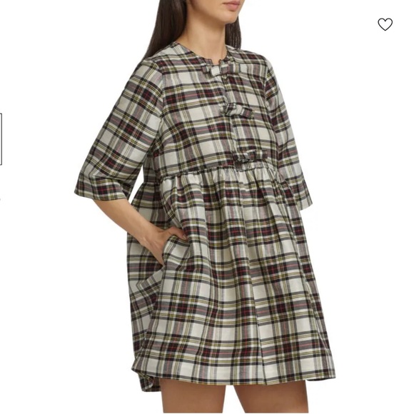 GANNI Babydoll Mini Dress with Ribbon Ties - Picture 3 of 14